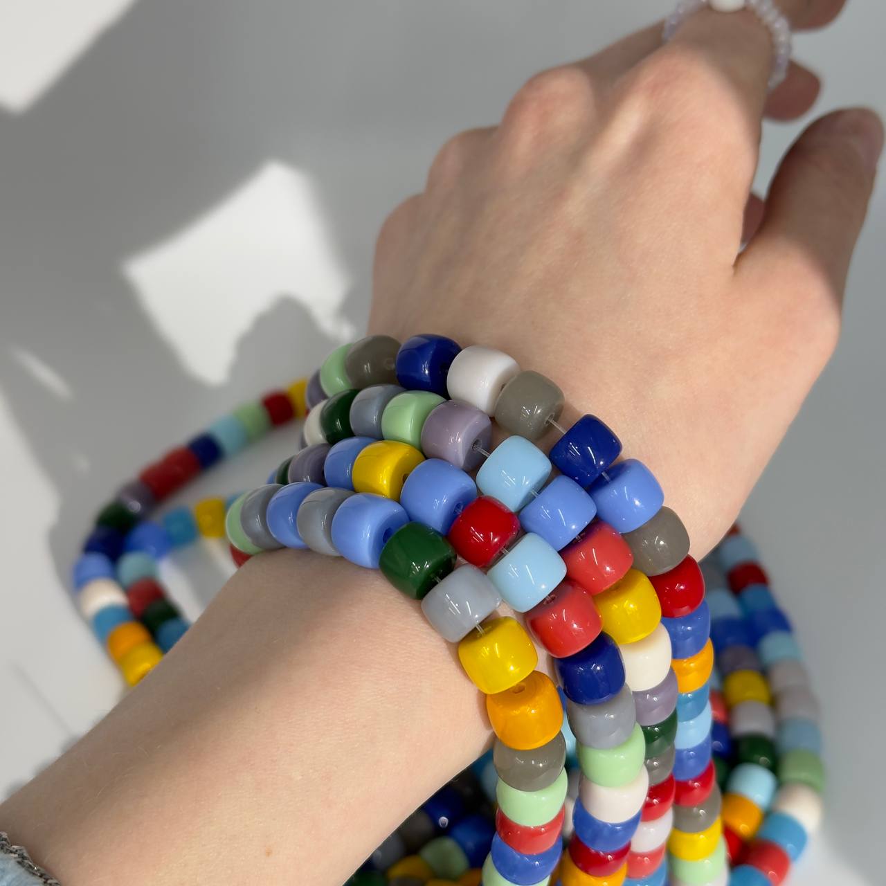 Бусины стеклянные размер 10*8мм цвет микс